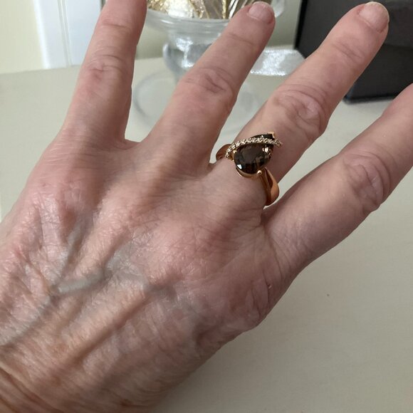 EFFY 14K solid gold Smoky quartz and diamond ring NWT - Picture 2 of 8